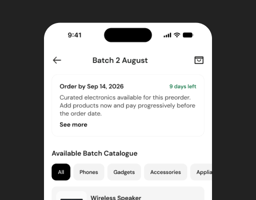 Batch catalogue screen