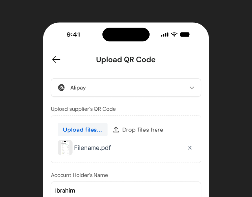 Upload QR code screen